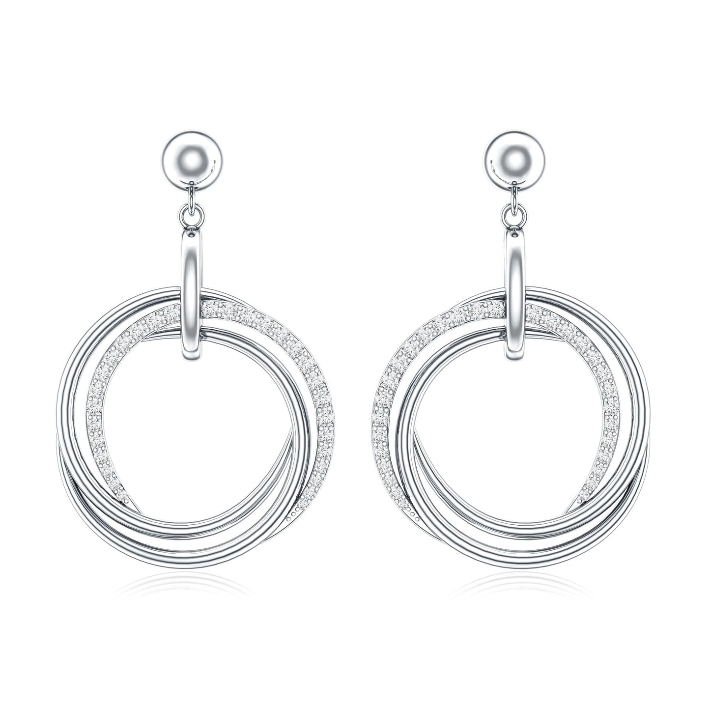 Round Cut Diamond Drop Earring with Screw Back Closure
