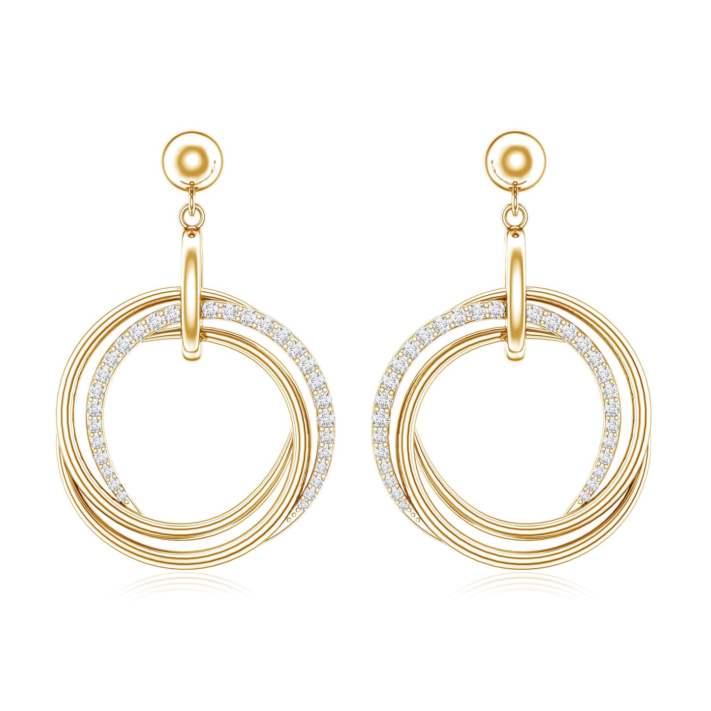 Round Cut Diamond Drop Earring with Screw Back Closure