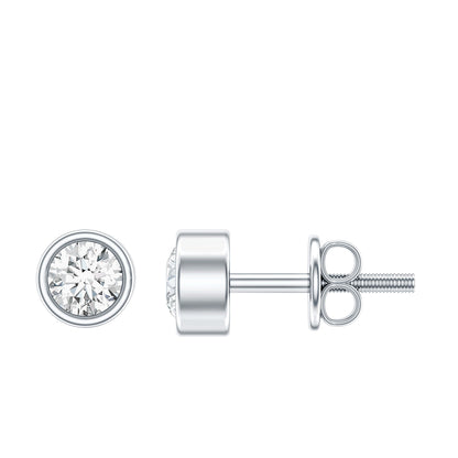 Minimalistic Bezel Set Diamond Stud Earrings