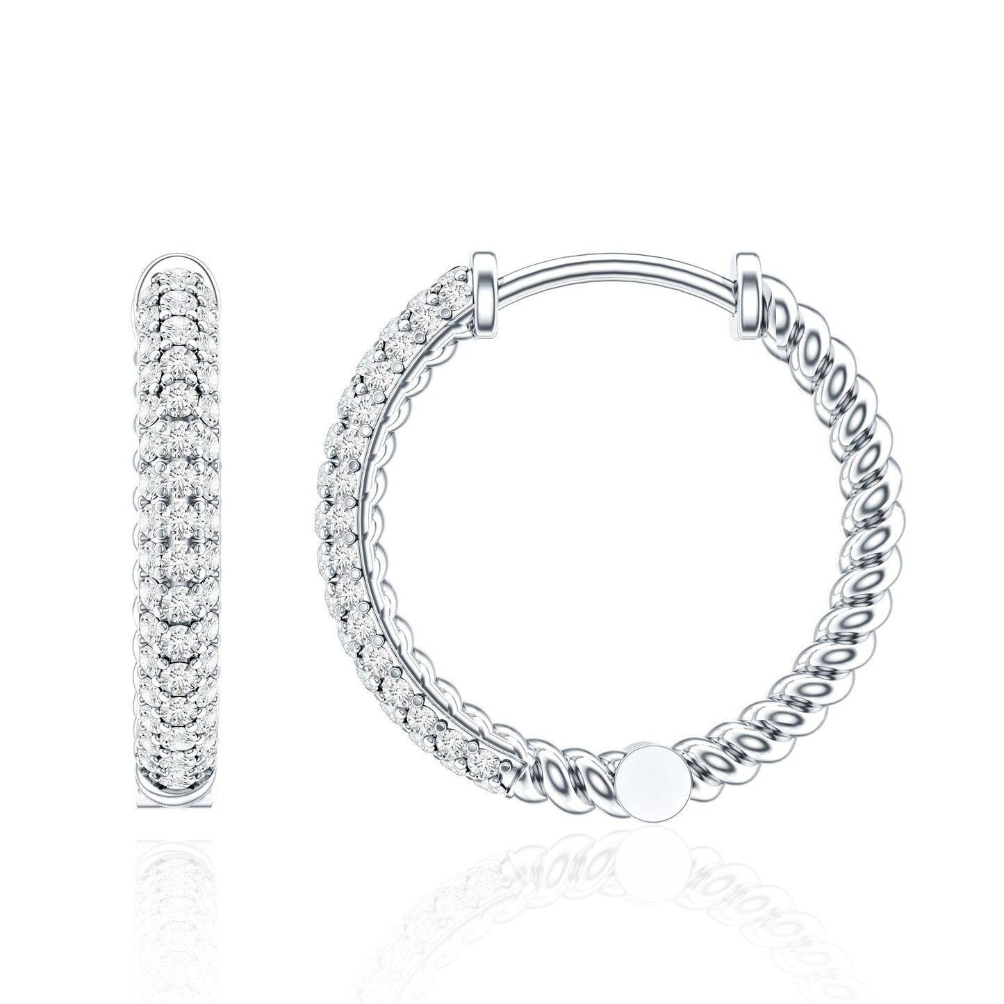Classic Diamond Hinged Hoop Earrings with Certificate