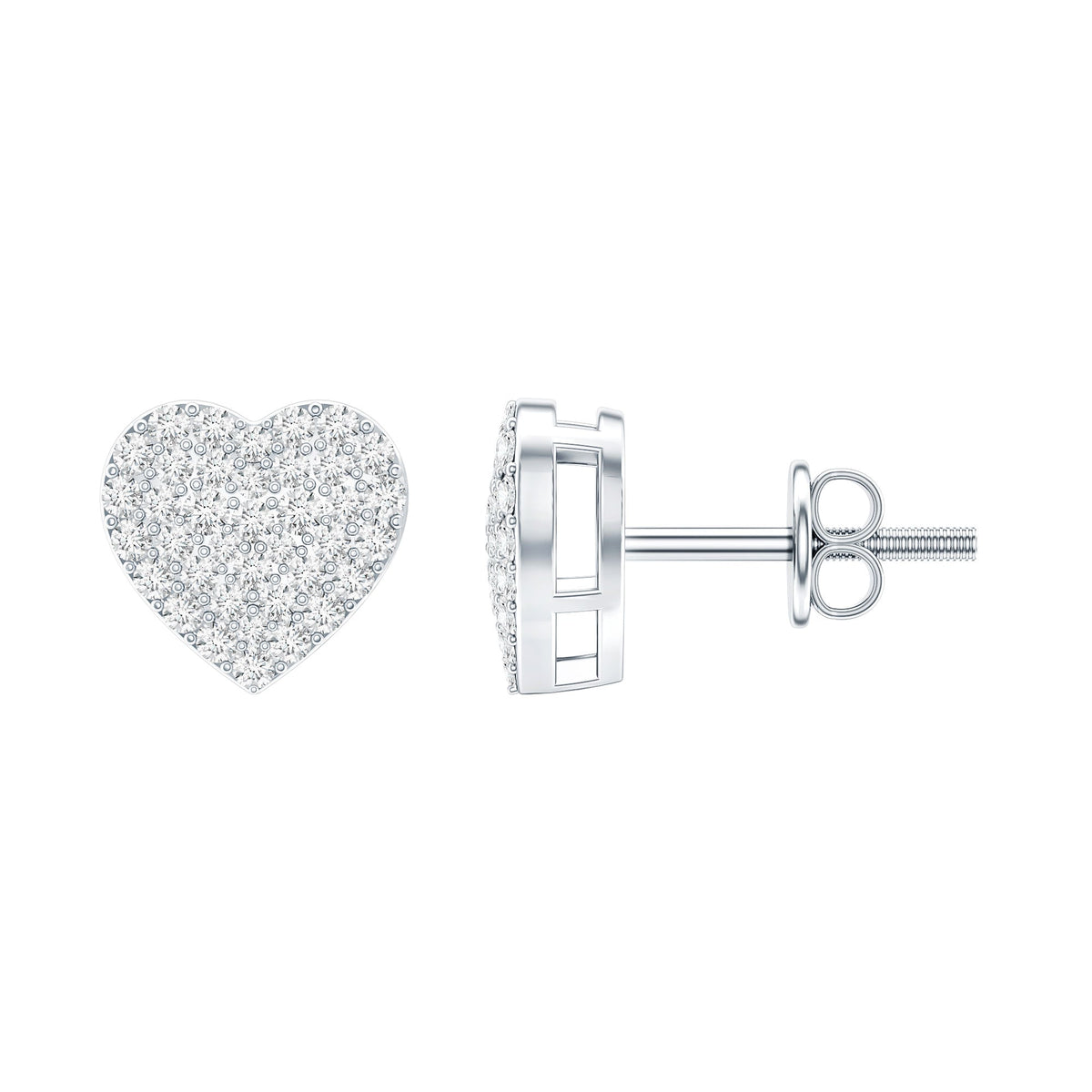Natural Diamond Heart Earrings with Screw Back