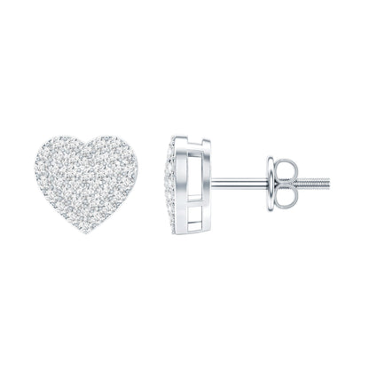 Natural Diamond Heart Earrings with Screw Back