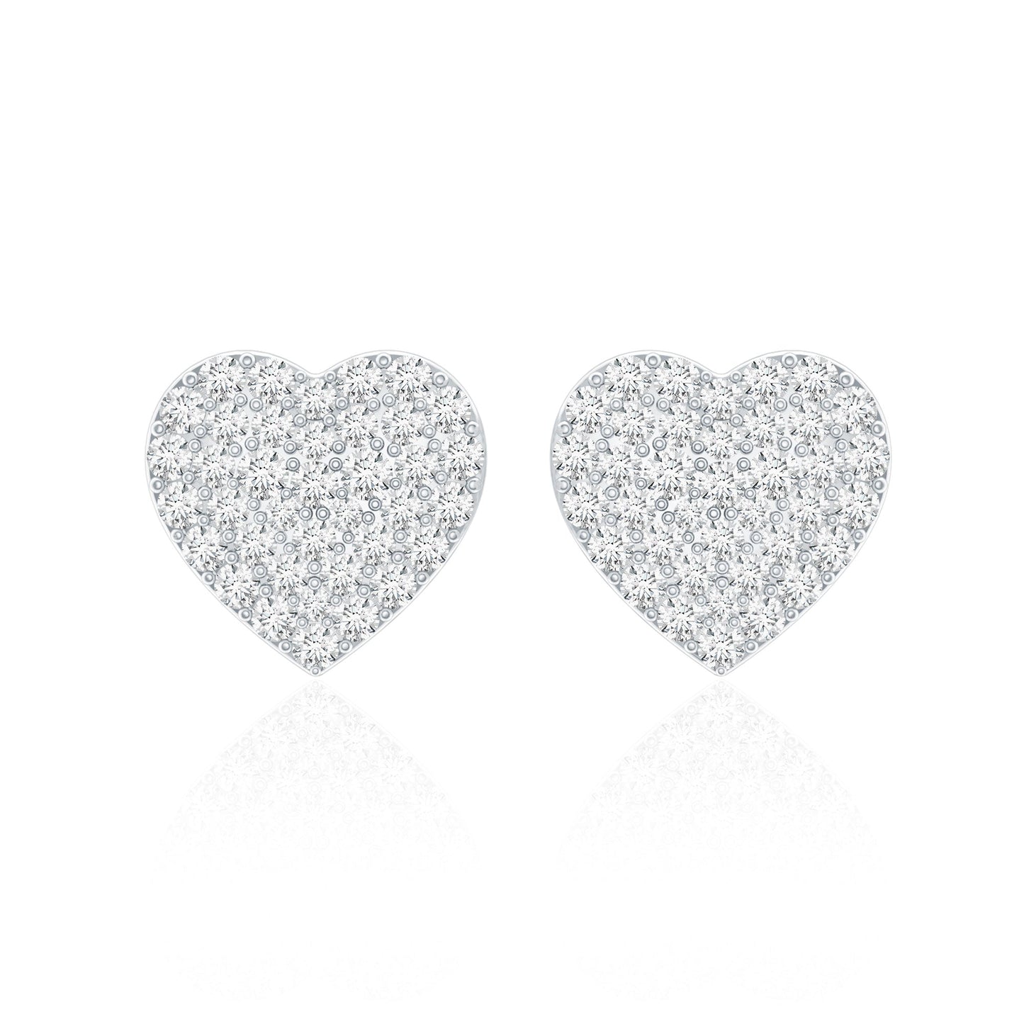 Natural Diamond Heart Earrings with Screw Back