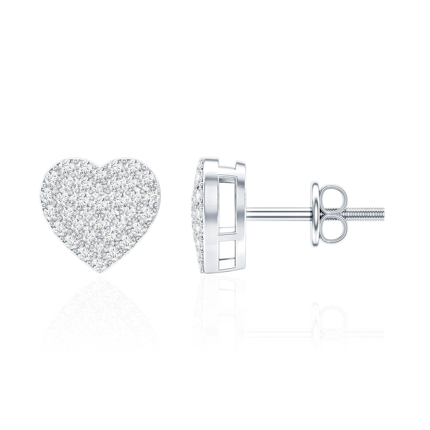 Natural Diamond Heart Earrings with Screw Back