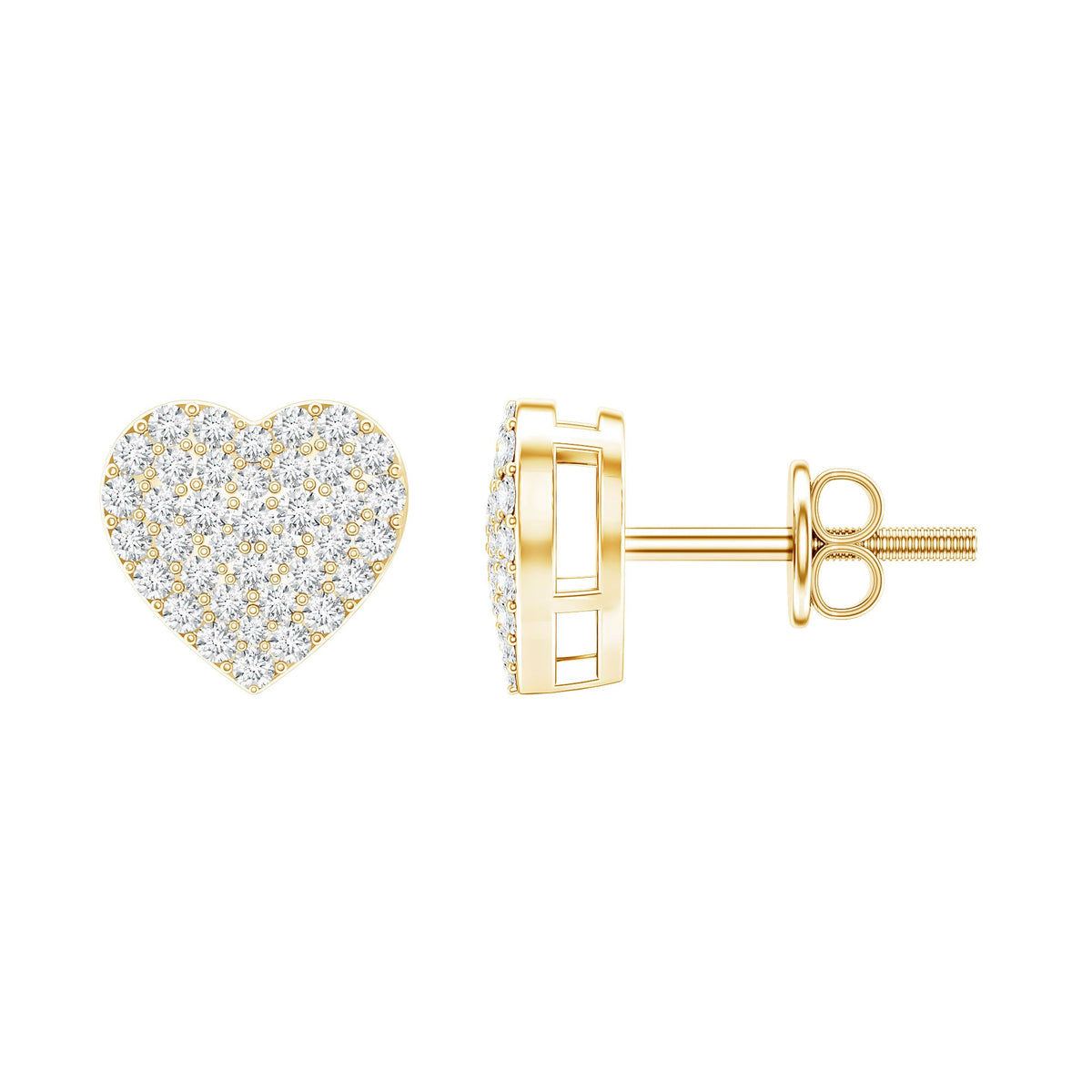 Natural Diamond Heart Earrings with Screw Back