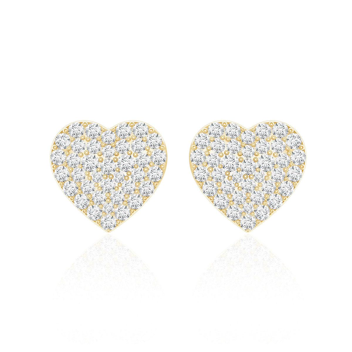 Natural Diamond Heart Earrings with Screw Back