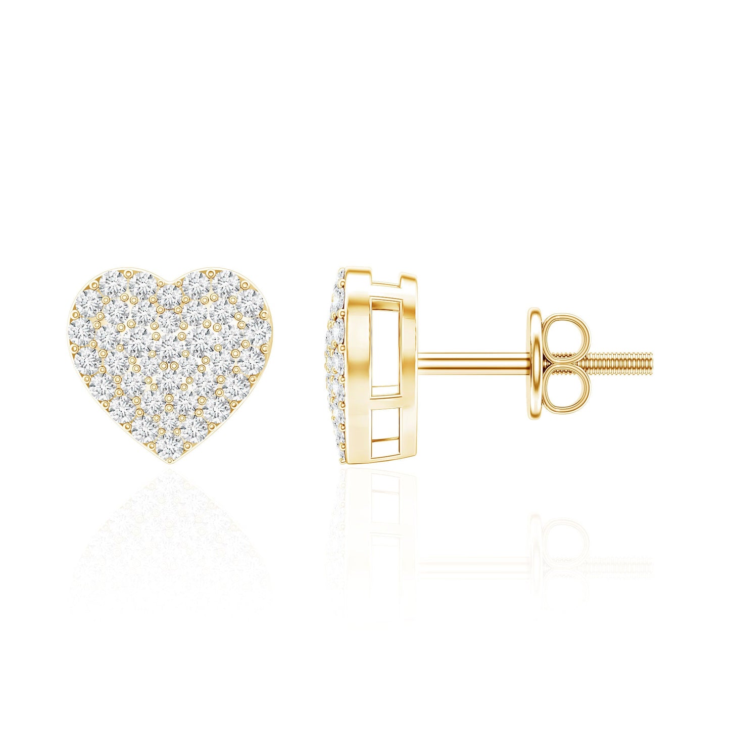 Natural Diamond Heart Earrings with Screw Back