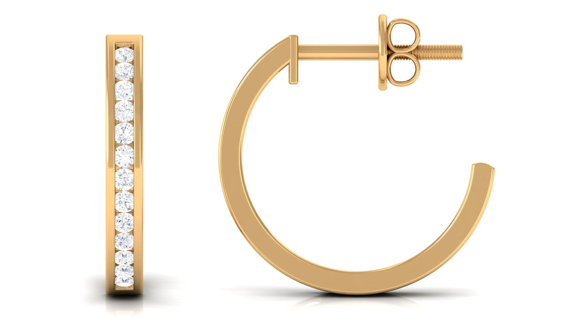 Diamond Hinged Hoop Earrings in Channel Setting