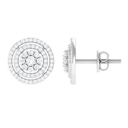 Flower Inspired Diamond Halo Stud Earrings