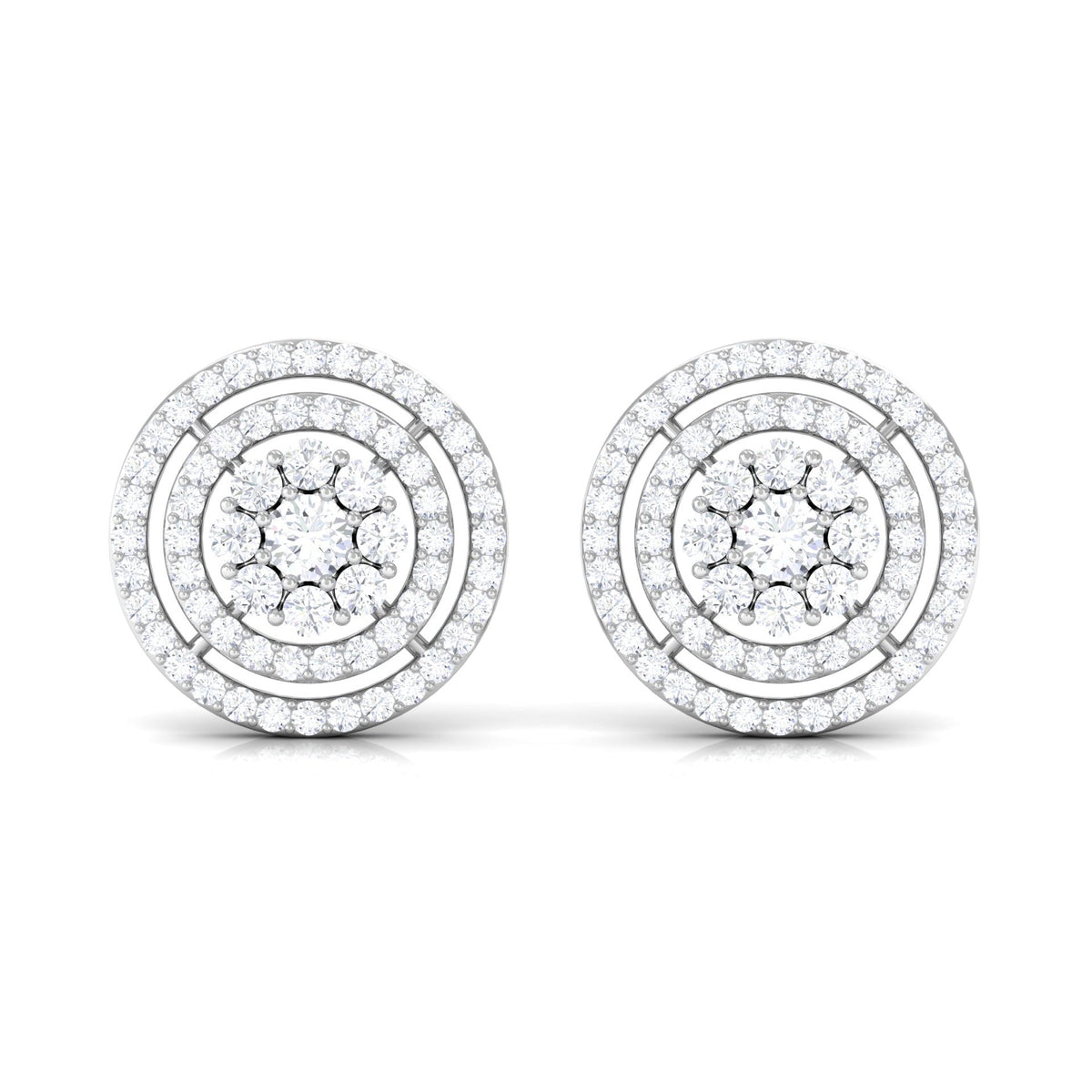 Flower Inspired Diamond Halo Stud Earrings