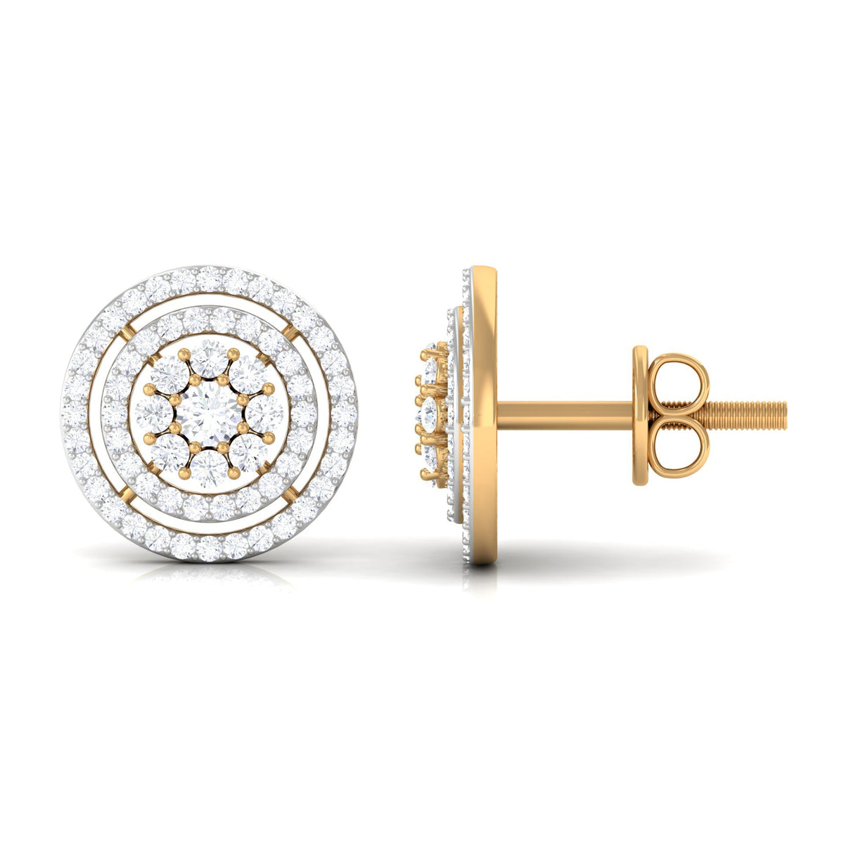 Flower Inspired Diamond Halo Stud Earrings