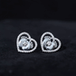 Diamond Heart Stud Earrings with Baby Feet