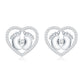 Diamond Heart Stud Earrings with Baby Feet
