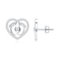 Diamond Heart Stud Earrings with Baby Feet