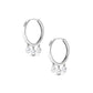 Natural 3 Stone Diamond Drop Hoop Earrings