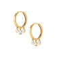 Natural 3 Stone Diamond Drop Hoop Earrings