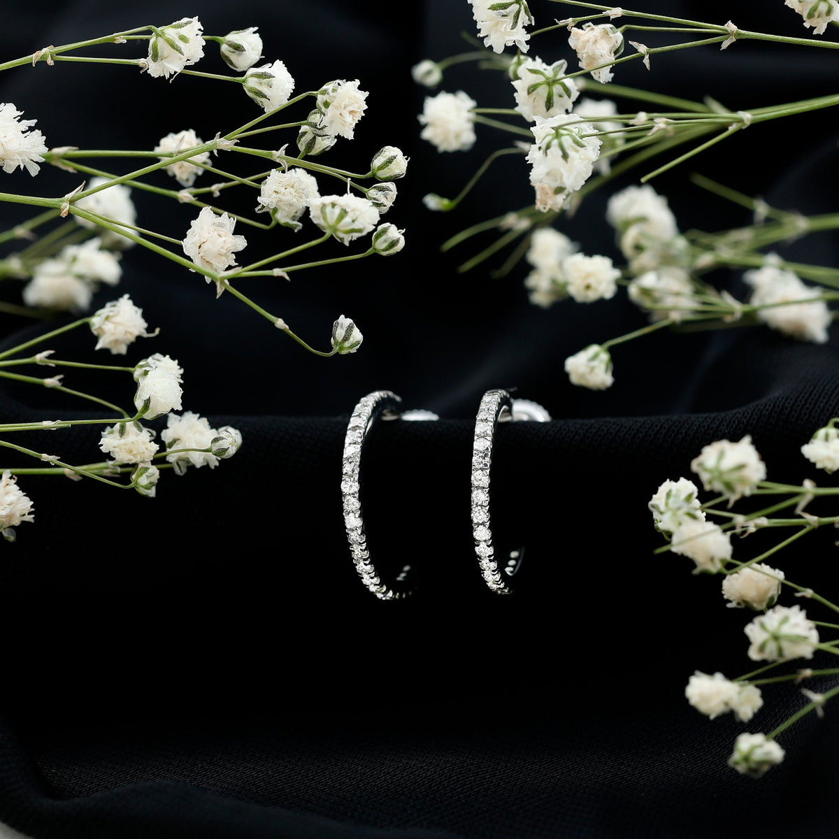 Round Shaped Diamond Hoop Earrings