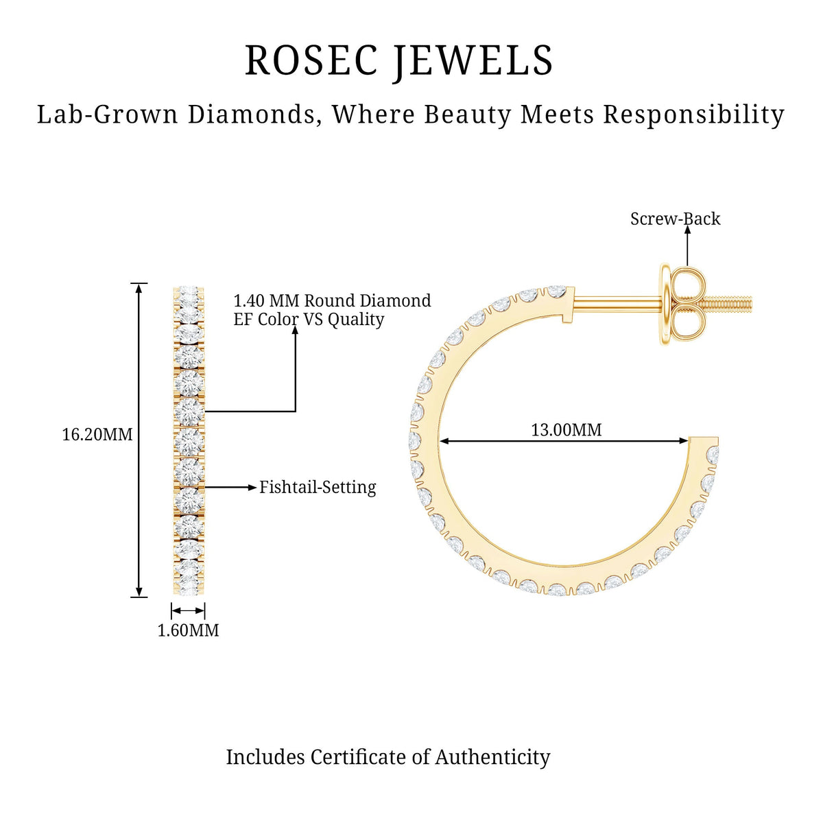 Round Shaped Diamond Hoop Earrings
