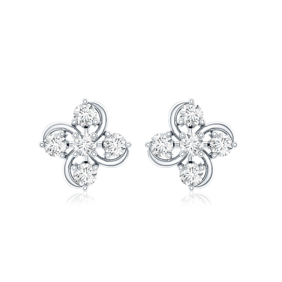 Diamond Flower Cluster Earrings For Women