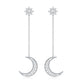 Certified Diamond Star and Moon Chain Earrings