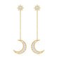 Certified Diamond Star and Moon Chain Earrings