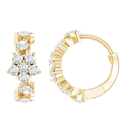 Certified Diamond Flower Hoop Earrings For Women