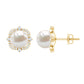 Cultured Pearl Stud Earrings With Diamond