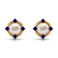 Real Freshwater Pearl and Blue Sapphire Modern Stud Earrings