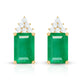 Genuine 1.32 Carat Emerald Cut Emerald Stud Earrings with Diamond Cluster