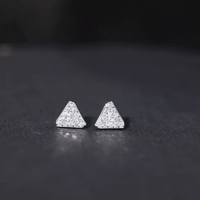 Pendientes triangulares de diamante auténtico