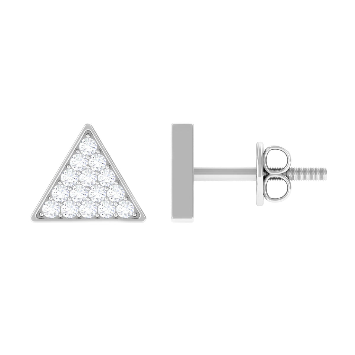 Pendientes triangulares de diamante auténtico
