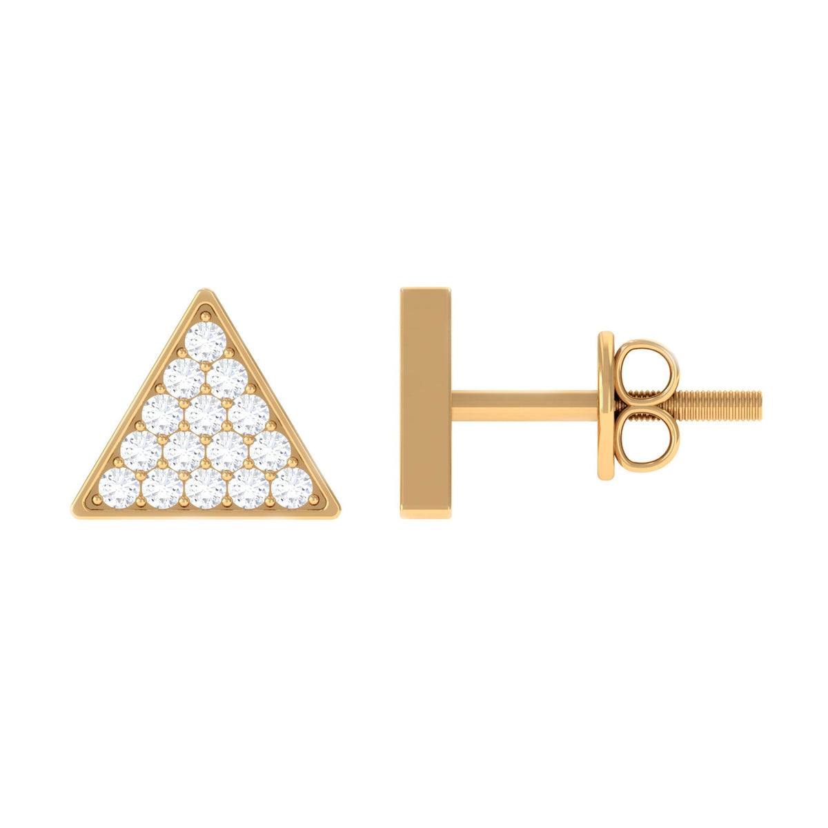 Pendientes triangulares de diamante auténtico