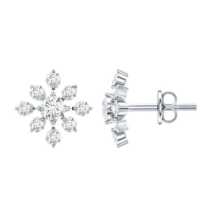 Certified Moissanite Floral Stud Earrings for Women