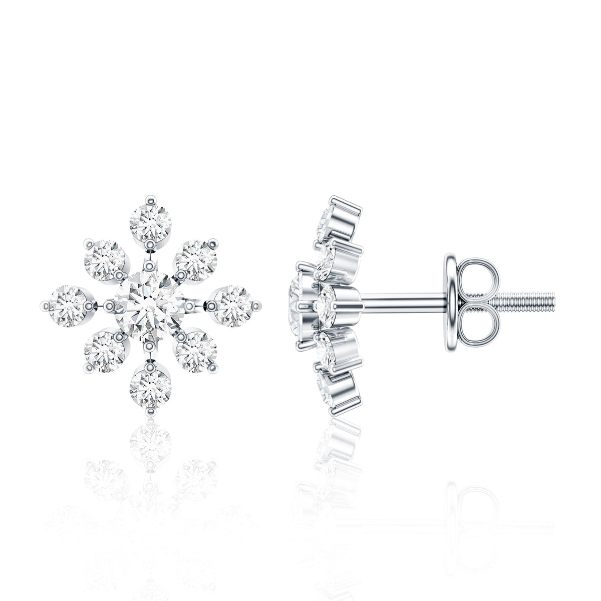 Certified Moissanite Floral Stud Earrings for Women