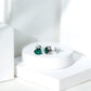 Aretes de esmeralda solitario de laboratorio con forma de corazón de 7 mm