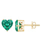 Aretes de esmeralda solitario de laboratorio con forma de corazón de 7 mm