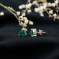 Aretes de esmeralda solitario de laboratorio con forma de corazón de 7 mm