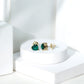 Aretes de esmeralda solitario de laboratorio con forma de corazón de 7 mm