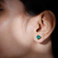 Aretes de esmeralda solitario de laboratorio con forma de corazón de 7 mm