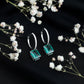 Certified Lab Created Emerald Hoop Drop Earrings For Women