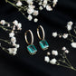 Certified Lab Created Emerald Hoop Drop Earrings For Women