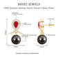 Tahitian Black Pearl Drop Earrings with Lab Grown Ruby