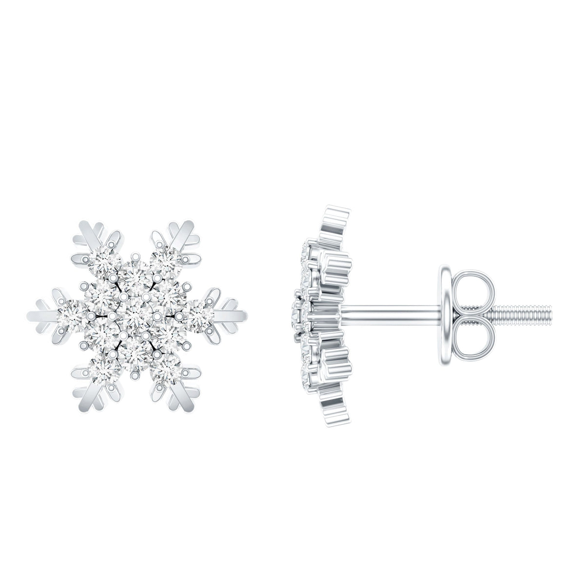 Certified Moissanite Snowflake Stud Earrings