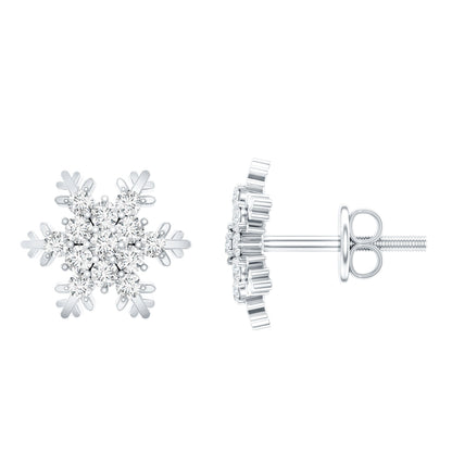Certified Moissanite Snowflake Stud Earrings