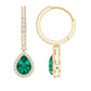 2 Carat Lab Created Emerald Teardrop Hoop Earrings with Moissanite