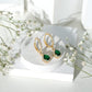 2 Carat Lab Created Emerald Teardrop Hoop Earrings with Moissanite