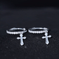 Certified Moissanite Cross Drop Earrings