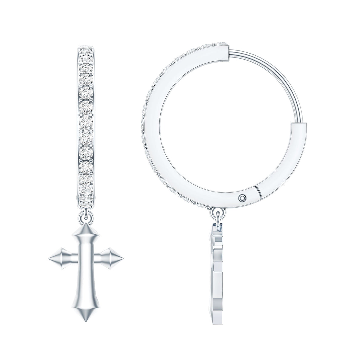 Certified Moissanite Cross Drop Earrings