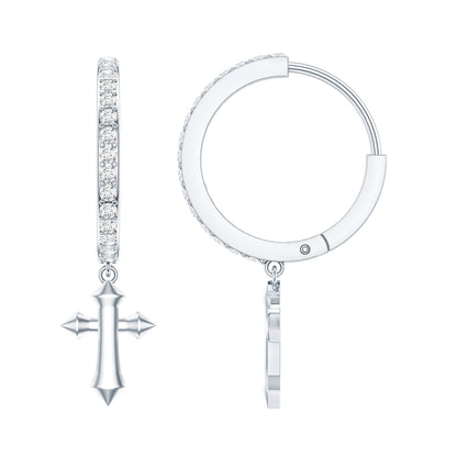 Certified Moissanite Cross Drop Earrings