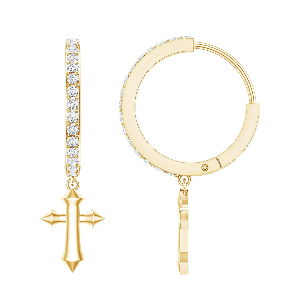 Certified Moissanite Cross Drop Earrings